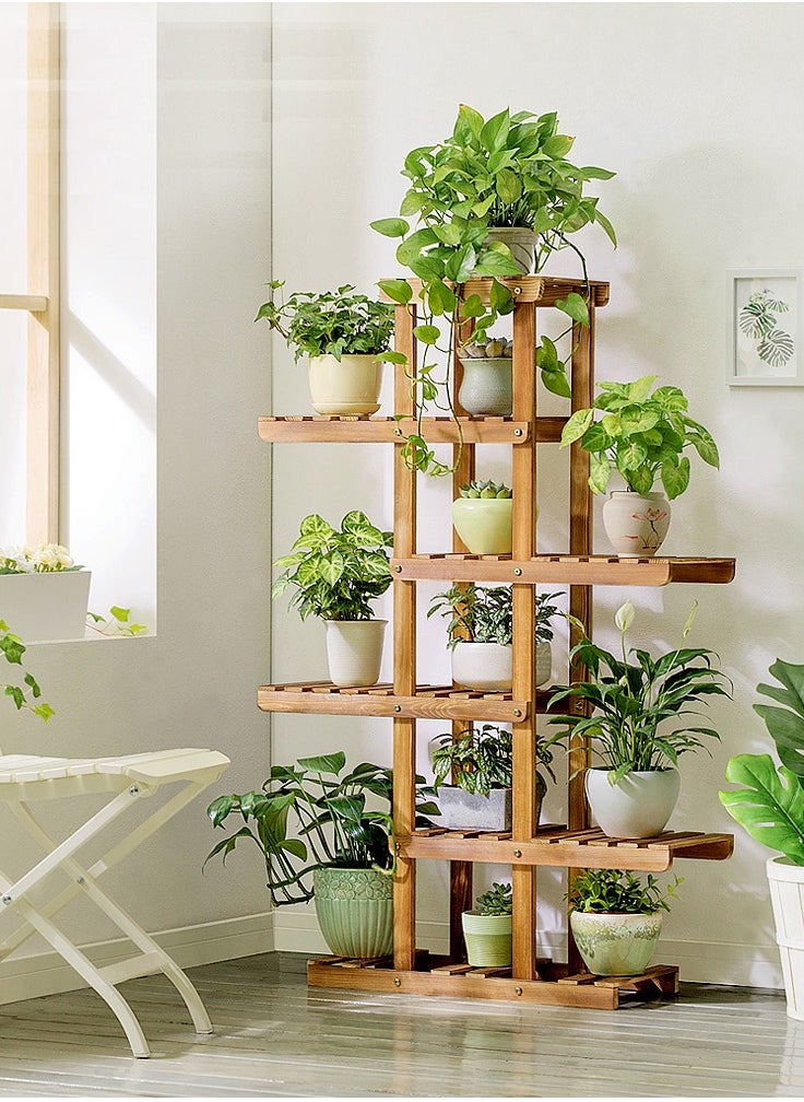 LINGWEI - Wooden Plant Stand Indoor & Outdoor Flower Stand Home Decor Gardening Wood Rack Flowers Plants Pot Rack Display Stand - Image 1