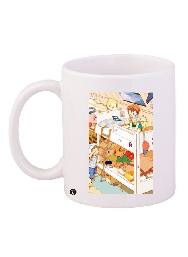 Anime Printed Coffee Mug White/Beige/Green 11ounce