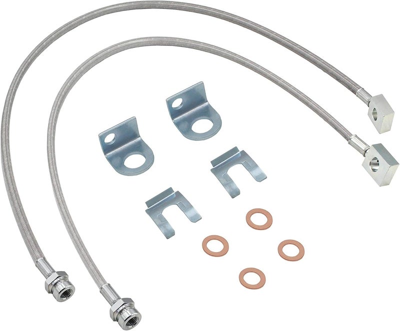TycoonWon 2Pcs 89702 Front Stainless Brake Lines 26inch Compatible with 87-06 Jeep TJ/YJ/XJ With 4"-6" Suspension Lift Kits - Image 1