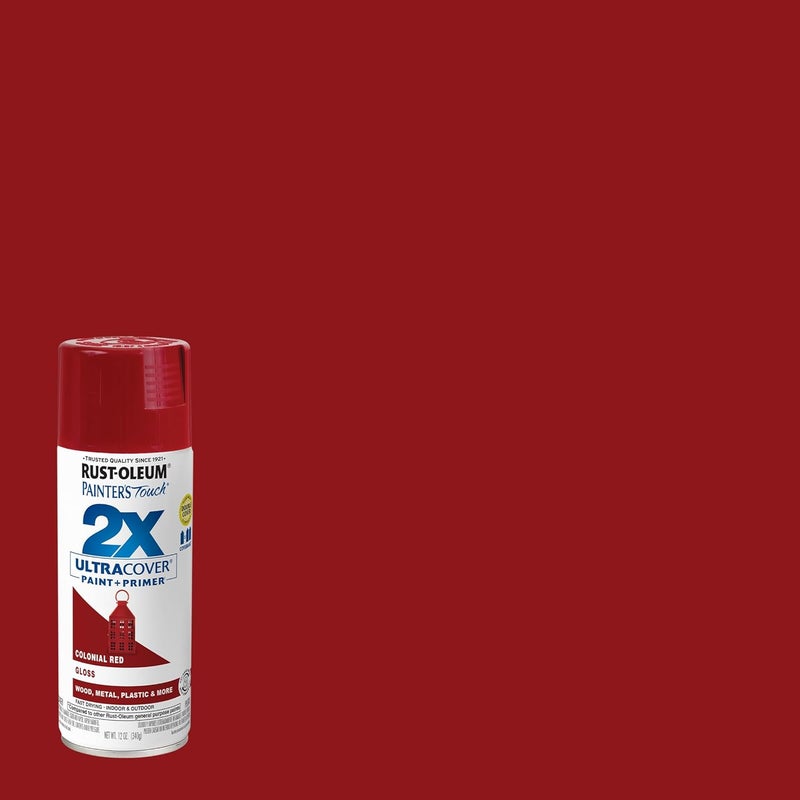 RUST-OLEUM 249116-6PK Painter's Touch 2X Ultra Cover Spray Paint, 12 oz, Gloss Colonial Red, 6 Pack - Image 2