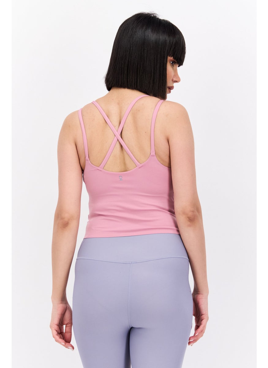 SKECHERS Women Sportswear Fit Sleeveless Padded Yoga Tank Top, Lilac  - Image 3