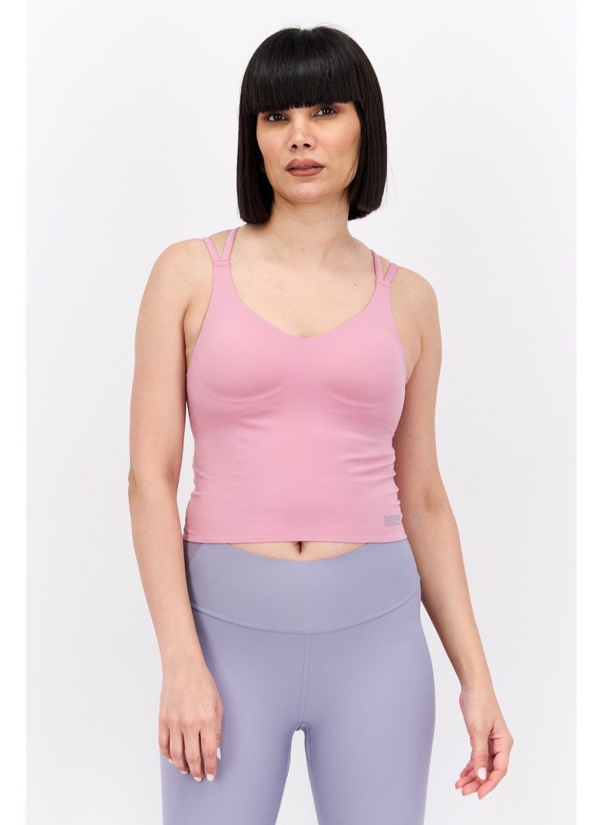 SKECHERS Women Sportswear Fit Sleeveless Padded Yoga Tank Top, Lilac  - Image 1