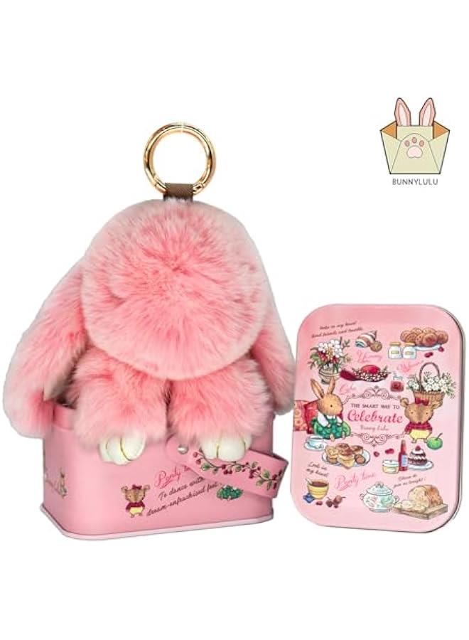 Arabest Bunnylulu Keychain with Tin,Original Bunnylulu,Handmade Soft Bunny PomPom Keychain, Bunny Cute Plush Key chain,Holiday Gift - Image 2