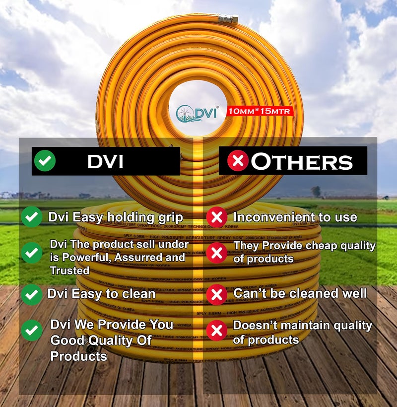 DVI 5 Layered Heavy Duty High pressure hose pipe for bike/car wash, gases, pesticides spray, water delivery, household cleaning, paint booths. (10 MM, DVI (10MM) 15 MTR HOSE PIPE) - Image 3