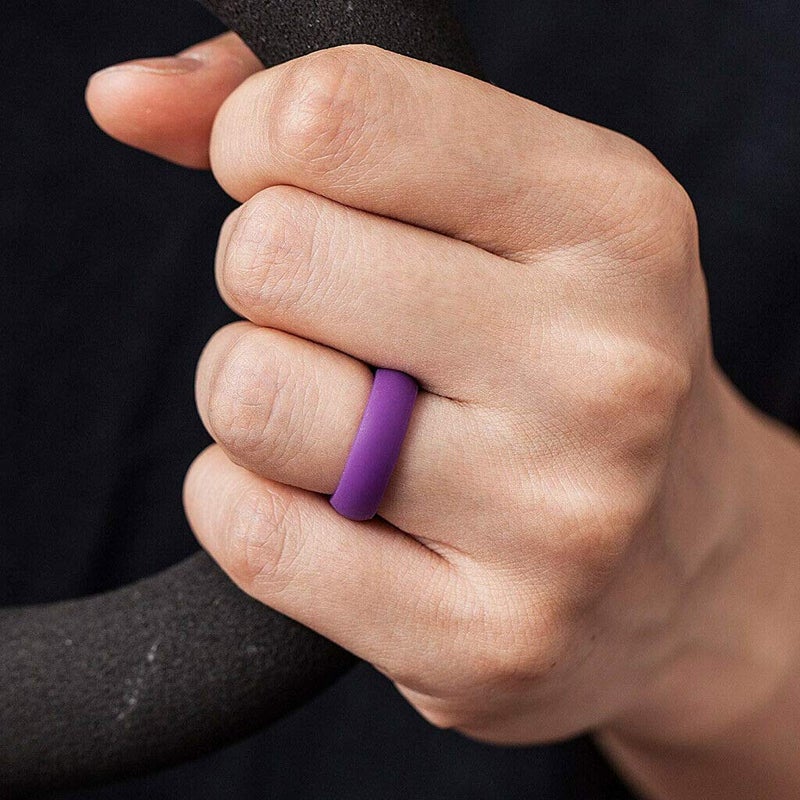Longbeauty 10 Pack Candy Color Wedding Band for Men Women Flexible Comfort Sport Silicone Ring Black Red Blue Yellow Pink White Green Purple - Image 2