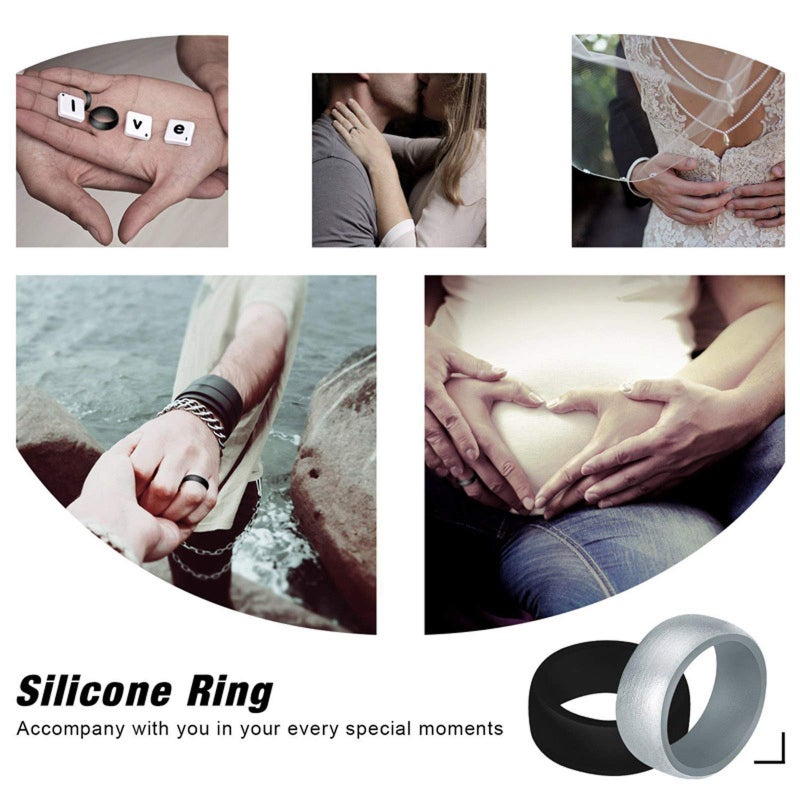 Longbeauty 10 Pack Candy Color Wedding Band for Men Women Flexible Comfort Sport Silicone Ring Black Red Blue Yellow Pink White Green Purple - Image 3