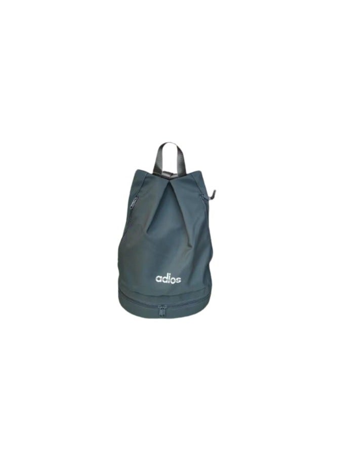 Storage backpack with separate pocket for shoes or gym clothes, and a main pocket. For gym, travel, school, and everyday use. Gray 