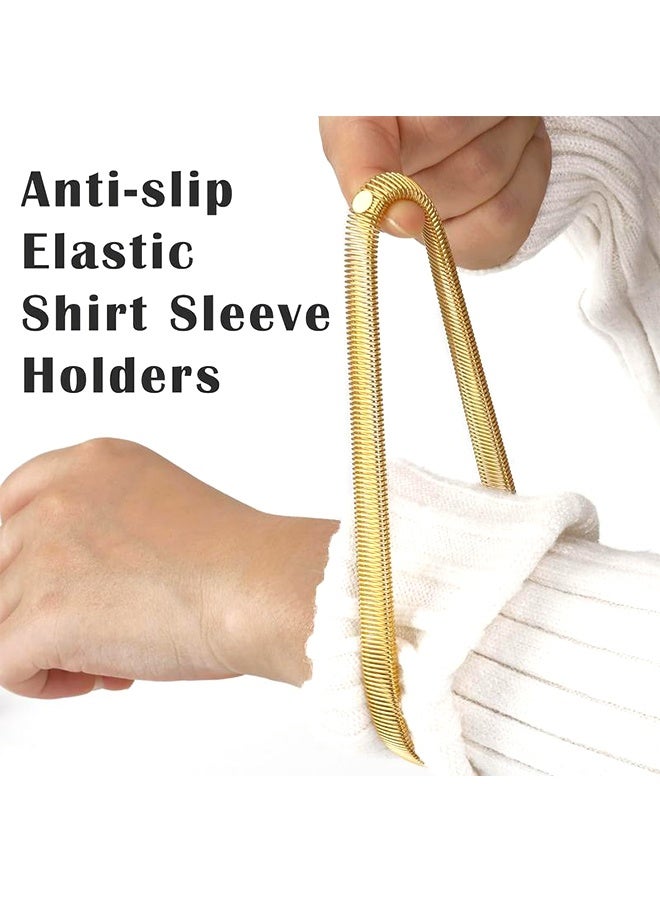 3 أزواج من حمالات أكمام القمصان المطاطية المضادة للانزلاق، أربطة مرنة معدنية للذراع للنساء والرجال - Image 2