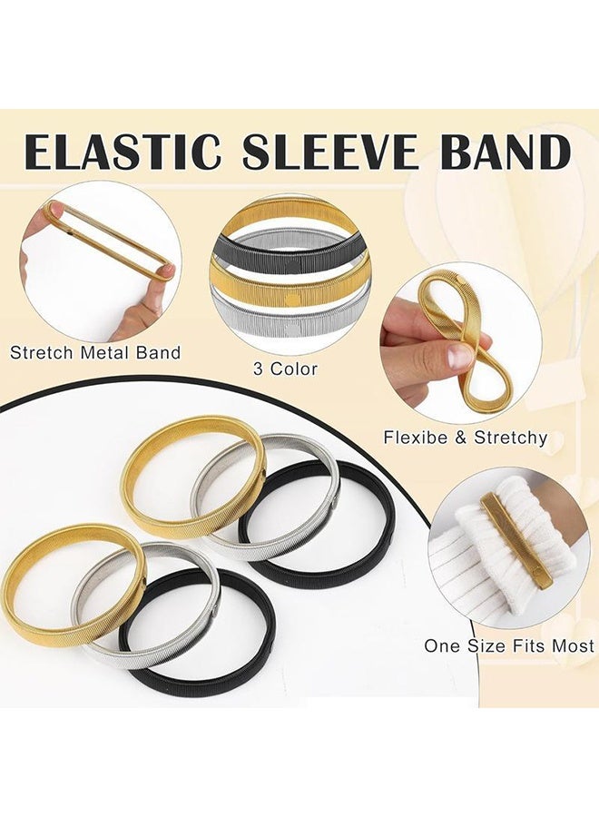 3 أزواج من حمالات أكمام القمصان المطاطية المضادة للانزلاق، أربطة مرنة معدنية للذراع للنساء والرجال - Image 4