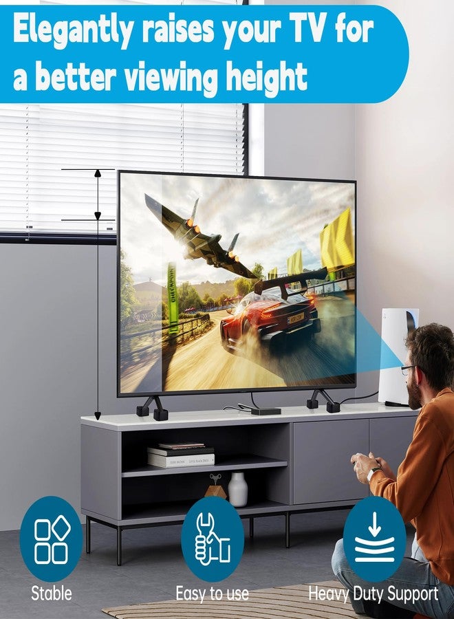 Piszvbej 4 Pack TV Stand Riser Blocks, Heavy-Duty Adjustable Height Blocks for Raising TV Stand, Rectangular Adjustable Block Lift, Durable Non-Slip Television Elevation Pads for Home and Office - Image 2