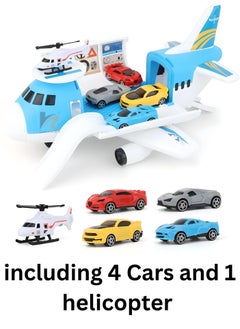 SARAOONT Cargo Plane Toy Play Set for Kids - Includes 1 Helicopter and 4 Cars - Diecast Aircraft - Transport and Cargo Carrier  - Image 2