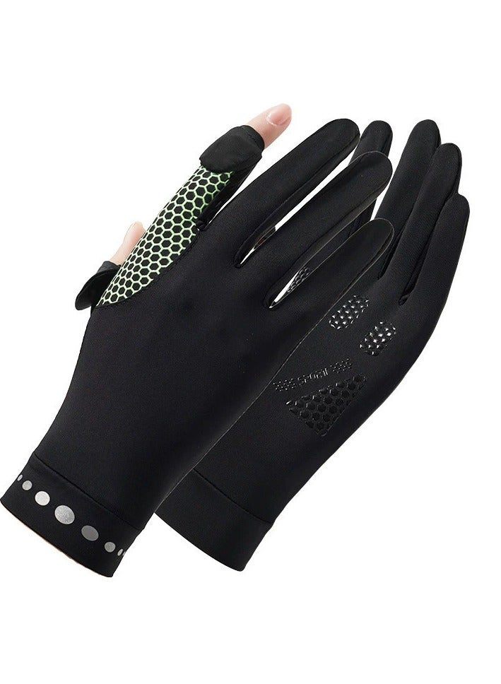 Men's Gloves,Driving Gloves,Ice Silk Non-Slip Gloves,Flip-top gloves,Breathable Thin High Elasticity Anti-UV Protection Gloves,Outdoor Sports Driving Riding Touch Screen Gloves,Black - Image 3