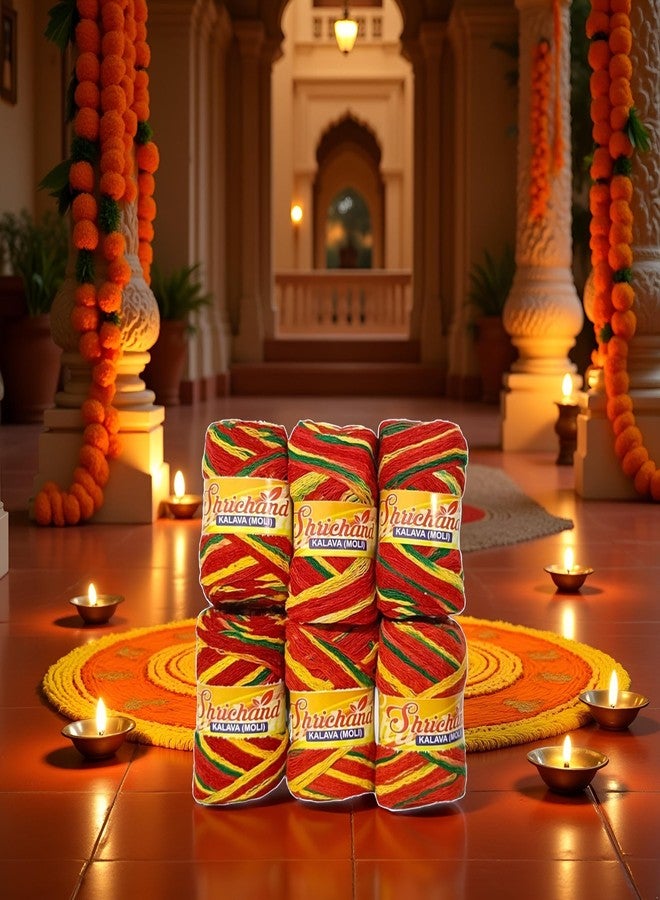 Shrichand Multicolour Kalawa (Red,Yellow, Green Moli) Sacred Thread, Kalava Suraksha Dhaga, Pack of 6, Traditional Hindu Pooja Thread - Image 2