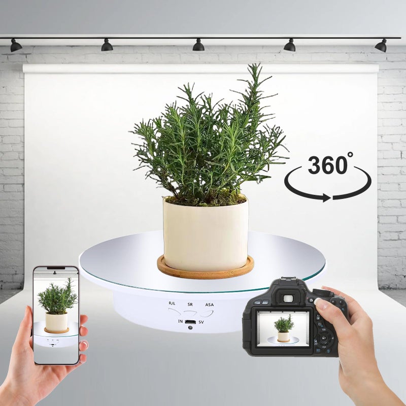 JAYEGT Motorized Rotating Display Stand, 7.87inch /17.6lbs Load, 360 Degree Electric Rotating Turntable for Photography Products, Jewelryï¼Œ5 Colors Backgrounds, Mirror Cover (White/Remote Control) - Image 4