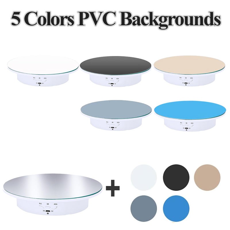 JAYEGT Motorized Rotating Display Stand, 7.87inch /17.6lbs Load, 360 Degree Electric Rotating Turntable for Photography Products, Jewelryï¼Œ5 Colors Backgrounds, Mirror Cover (White/Remote Control) - Image 5