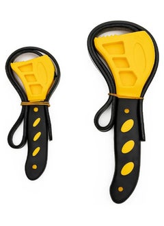 Rubik Belt Wrench, 2 Pieces Multi Functional Oil Filter Puller Adjustable Strap for Auto Repair Bottle Opener - Yellow/Black  - Image 1