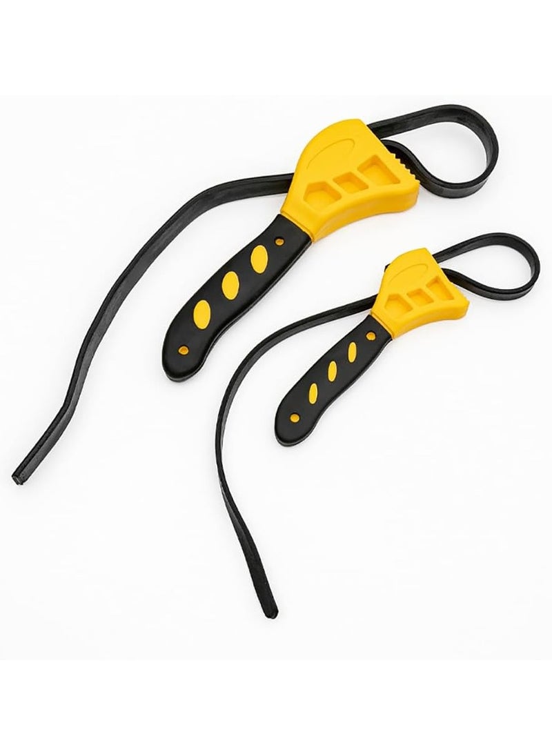 Rubik Belt Wrench, 2 Pieces Multi Functional Oil Filter Puller Adjustable Strap for Auto Repair Bottle Opener - Yellow/Black  - Image 5