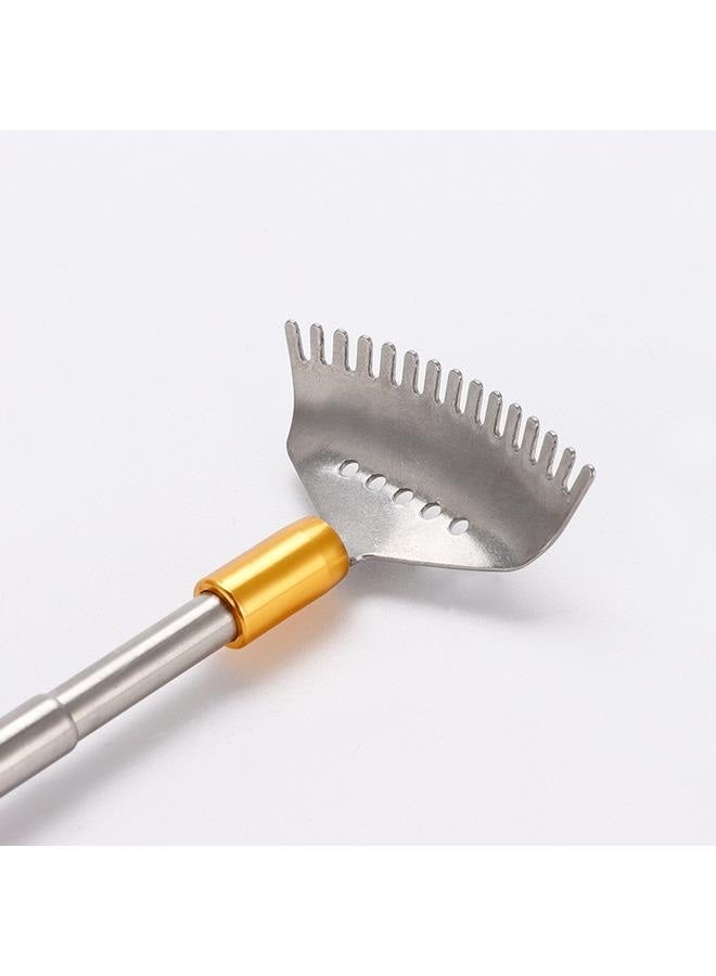 إسكدنيا أداة خدش الظهر الطويلة القابلة للتمديد، أداة خدش الجسم مع بكرة تدليك/مقبض خشبي/مخلب فولاذي، أداة خدش للوجه والرأس وفروة الرأس والقدمين، أداة تدليك يدوية قوية - Image 2