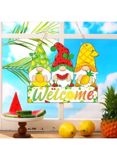 Panelee Summer Welcome Sign Wooden Fruit Gnome Hanging Sign Holiday Door Sign with Ropes Hanging Decoration with Lemon Watermelon for Summer Front Door Porch Farmhouse Outdoor Home Decor (Gnome Fruit)  - Image 4