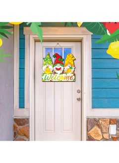 Panelee Summer Welcome Sign Wooden Fruit Gnome Hanging Sign Holiday Door Sign with Ropes Hanging Decoration with Lemon Watermelon for Summer Front Door Porch Farmhouse Outdoor Home Decor (Gnome Fruit)  - Image 2