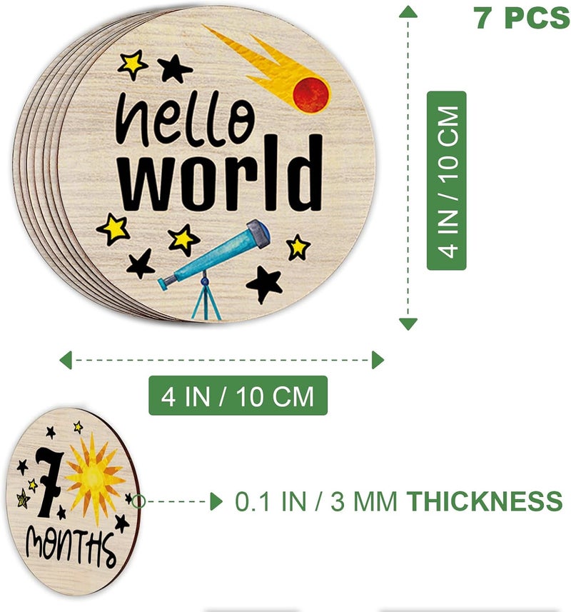 Al Raied ARS® Baby Monthly Milestone Circles - Wooden Discs for Baby Photo with Hello World Signs - Image 2