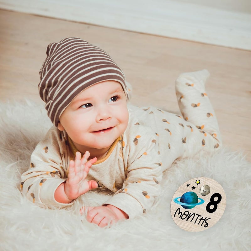 Al Raied ARS® Baby Monthly Milestone Circles - Wooden Discs for Baby Photo with Hello World Signs - Image 5