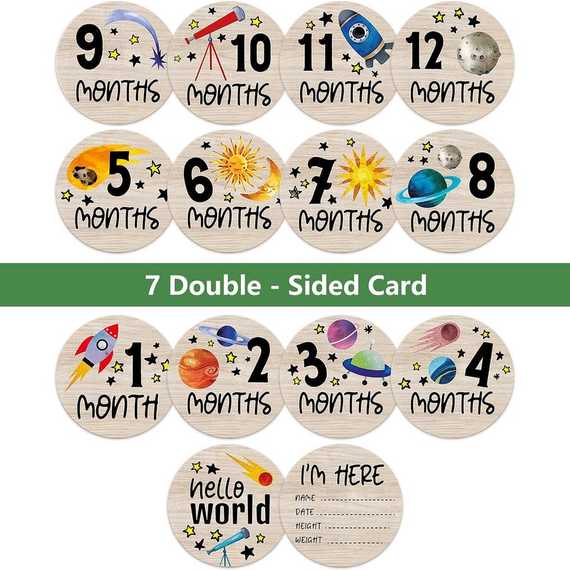 Al Raied ARS® Baby Monthly Milestone Circles - Wooden Discs for Baby Photo with Hello World Signs - Image 3