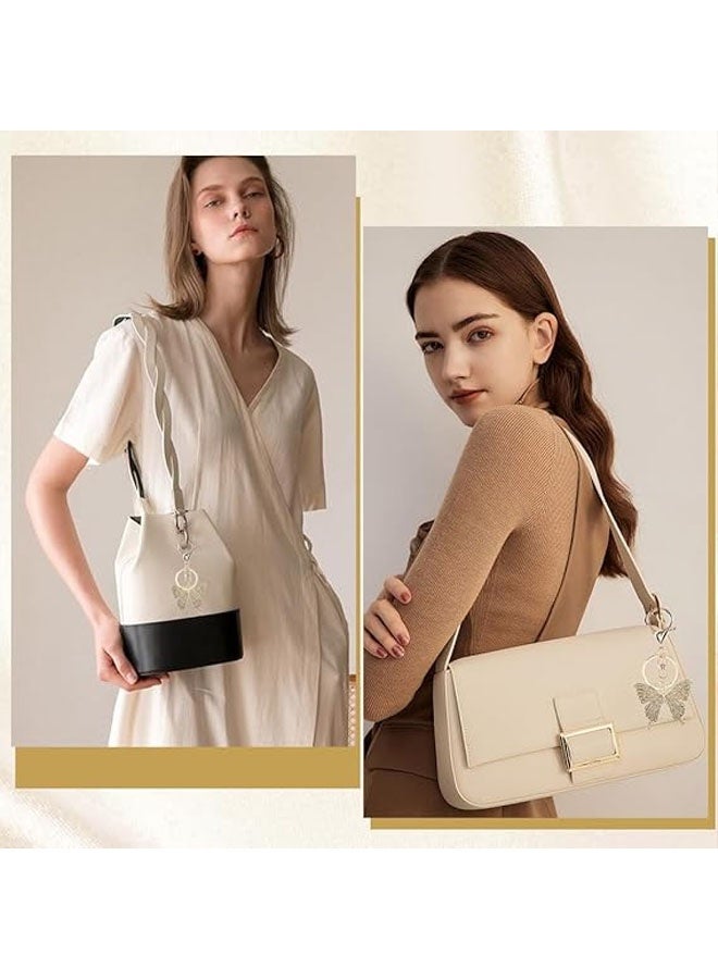 2Pcs Butterfly Bag Charms Butterfly  Rhinestone Keychain Alloy Key Ring Sparkly Gold Butterflies Insect Animal Keychains Charms for Handbags Keychains Backpack Purse Decorations Women - Image 4