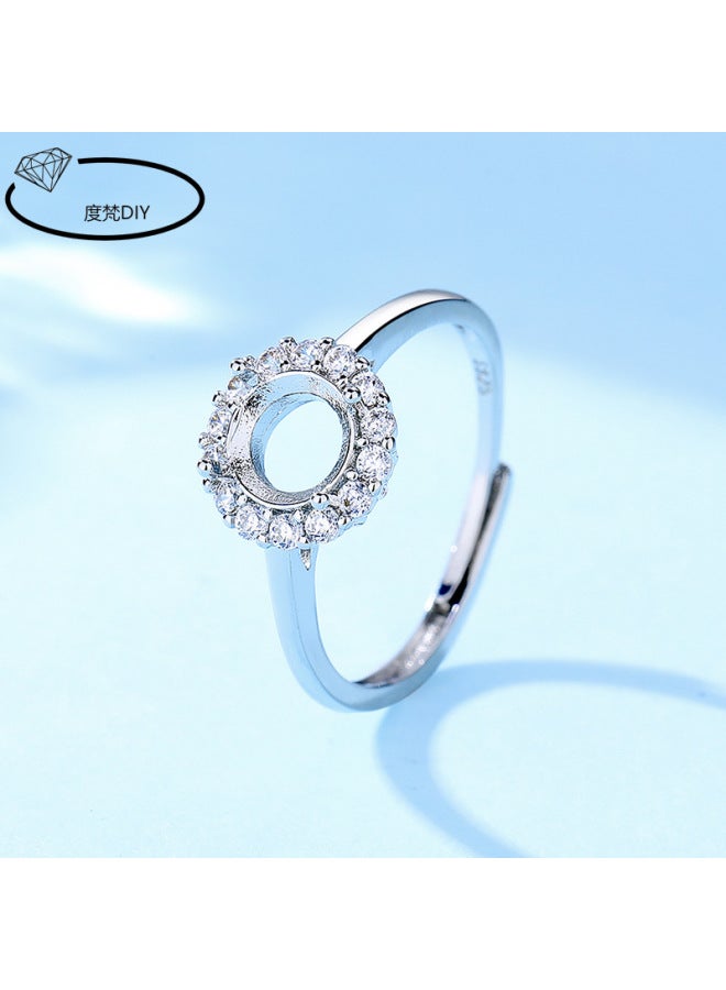 New Explosive 925 Silver Plated Ring Ring Brest Empty Brest Diy Inlaid Huizi Diamond Egg Noodles Women's Opening Ring Brest Semi-finished Products