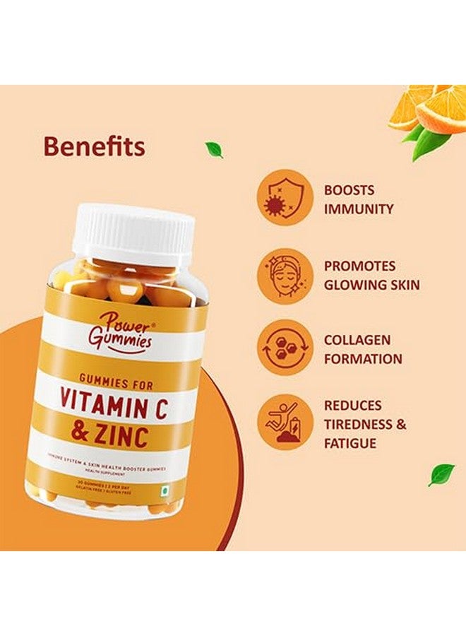 Power Gummies for Vitamin C & Zinc -Boosts Immunity Booster with Orange Flavour-30 gummies - Image 2