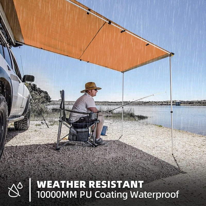 SAMOUT Vehicle Awning, 4.6ft x 8.2ft, Rooftop Pullout Ripstop UPF50+ Side Awning for Jeep/SUV/Truck/Van - Image 5