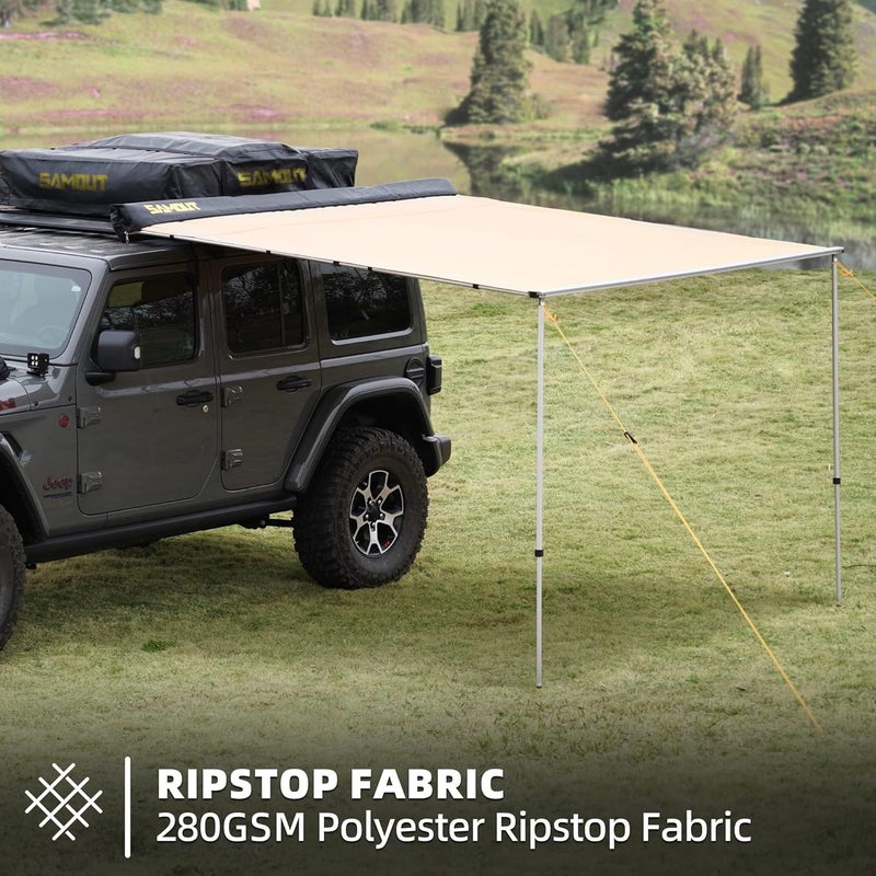 SAMOUT Vehicle Awning, 4.6ft x 8.2ft, Rooftop Pullout Ripstop UPF50+ Side Awning for Jeep/SUV/Truck/Van - Image 3