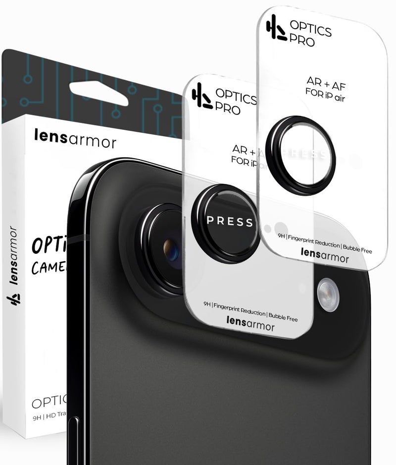 Lensarmor Compatible with iPhone Air Camera Lens Protector Space Black (2-Pack) – 9H Tempered Glass, Military-Grade Anti-Scratch, Slim & Case-Friendly, Easy Install Frame - Image 1