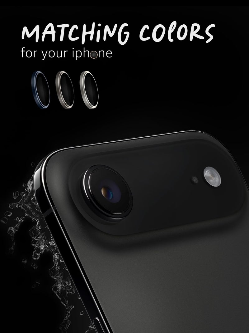 Lensarmor Compatible with iPhone Air Camera Lens Protector Space Black (2-Pack) – 9H Tempered Glass, Military-Grade Anti-Scratch, Slim & Case-Friendly, Easy Install Frame - Image 3