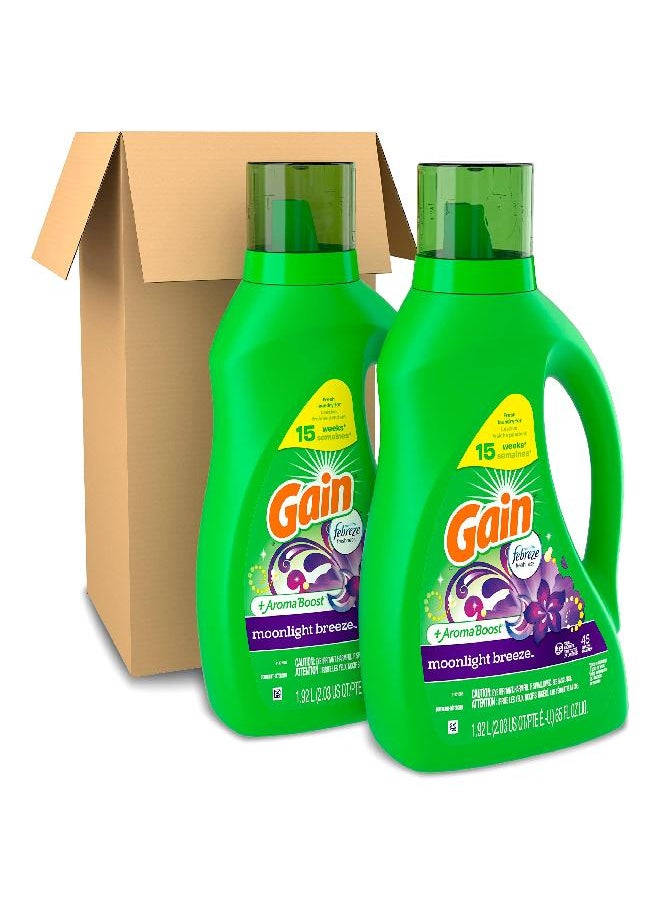 Gain - Gain + Aroma Boost Laundry Detergent Liquid Soap, Moonlight Breeze Scent, 45 Loads, 65 Fl Oz, Pack Of 2, He Compatible - Image 1