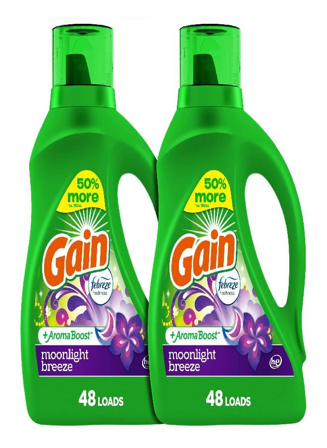 Gain - Gain + Aroma Boost Laundry Detergent Liquid Soap, Moonlight Breeze Scent, 45 Loads, 65 Fl Oz, Pack Of 2, He Compatible - Image 1