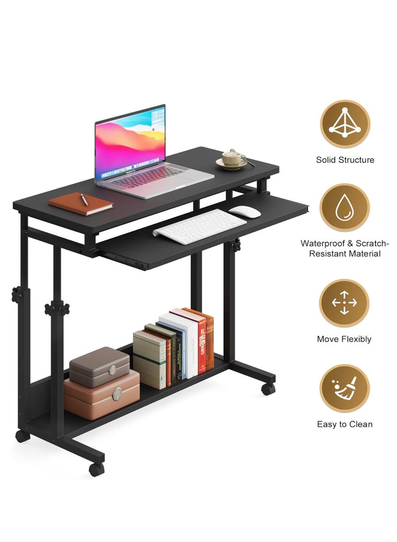 دي بلو طاولة كمبيوتر محمولة قابلة للتعديل مع تخزين وصينية للمفاتيح - مثالية للغرفة، وغرفة المعيشة، والدراسة، والألعاب، وجانب الأريكة - 60x40 سم - Image 4