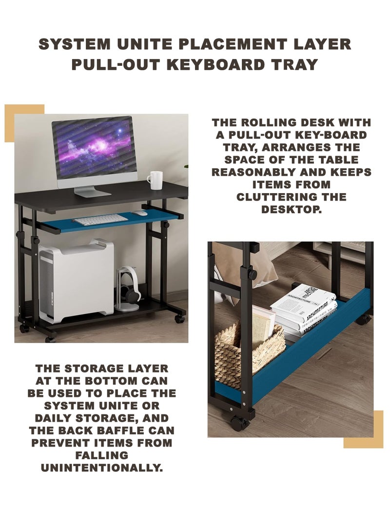 دي بلو طاولة كمبيوتر محمولة قابلة للتعديل مع تخزين وصينية للمفاتيح - مثالية للغرفة، وغرفة المعيشة، والدراسة، والألعاب، وجانب الأريكة - 60x40 سم - Image 5