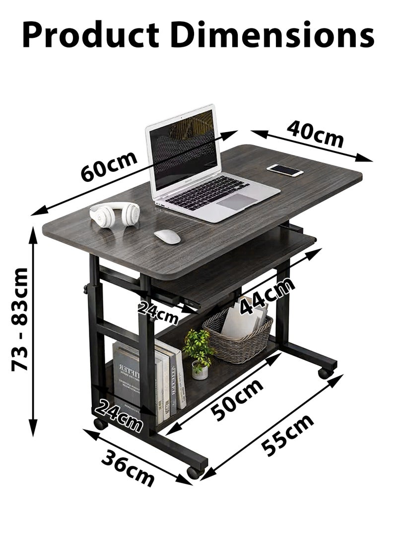 دي بلو طاولة كمبيوتر محمولة قابلة للتعديل مع تخزين وصينية للمفاتيح - مثالية للغرفة، وغرفة المعيشة، والدراسة، والألعاب، وجانب الأريكة - 60x40 سم - Image 3