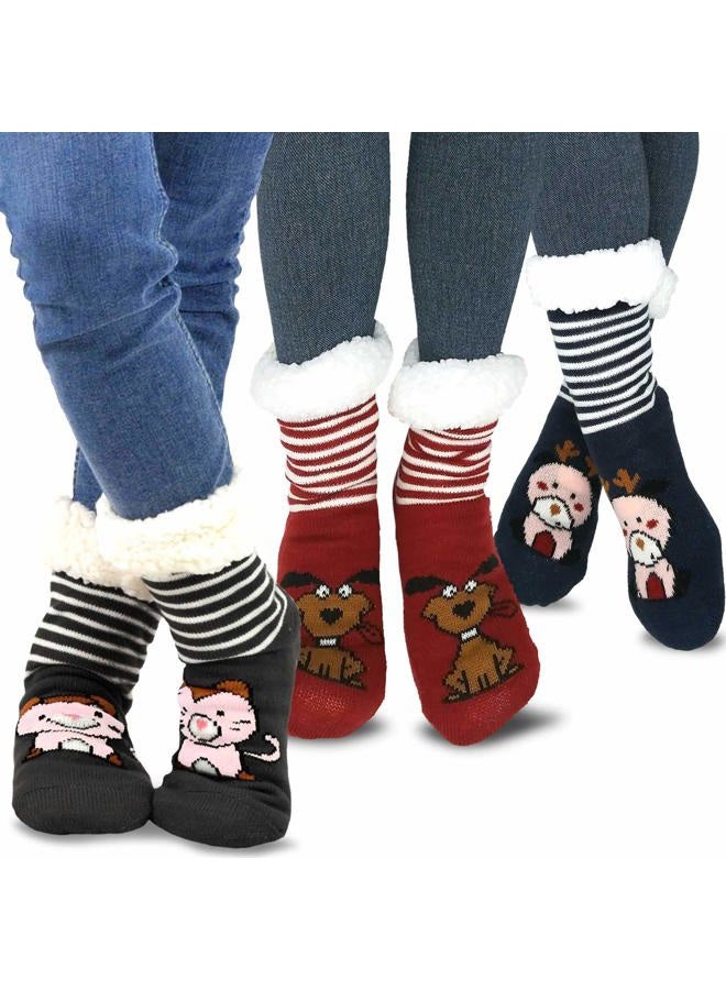 TeeHee Socks Teehee Womens Soft Premium Thermal Double Layer Crew Socks 3-Pack (Christmas Home) - Image 1