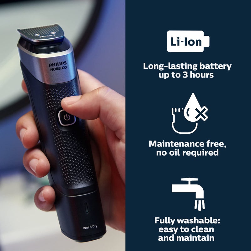Norelco Philips Norelco Multigroom 5000 Series, All-in-One Trimmer and Hair Clipper, 18-Piece Men's Grooming Kit for Beard, Face, Hair, Body and Intimate Areas, No Blade Oil Needed, Model MG5910/49 - Image 3
