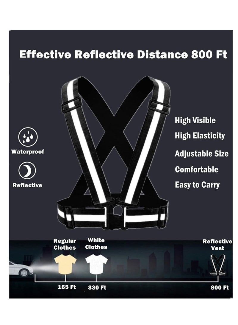 Meetion Reflective Running Vest 10 Piece, High Visibility Reflective Running Gear Night Cycling Walking Reflective Vest Hi Vis Safety Vest Straps For Men Women Kids (Black)  - Image 2
