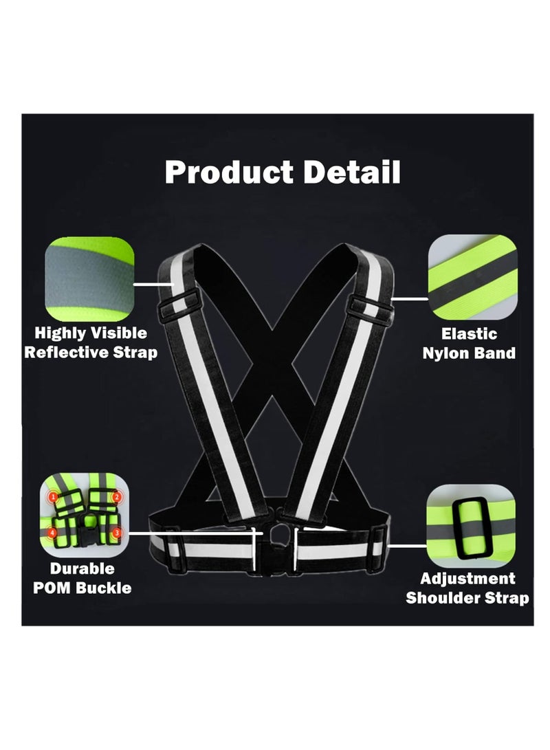 Meetion Reflective Running Vest 10 Piece, High Visibility Reflective Running Gear Night Cycling Walking Reflective Vest Hi Vis Safety Vest Straps For Men Women Kids (Black)  - Image 4
