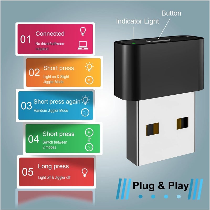 MAKINGTEC USB Mouse Jiggler, Mini Undetectable Mover With Switch Button, Automatic Two-Mode Jiggler, Multi-Track Support, Driver-Free, Plug-and-Play Keeps PC/Laptop Awake - Image 4