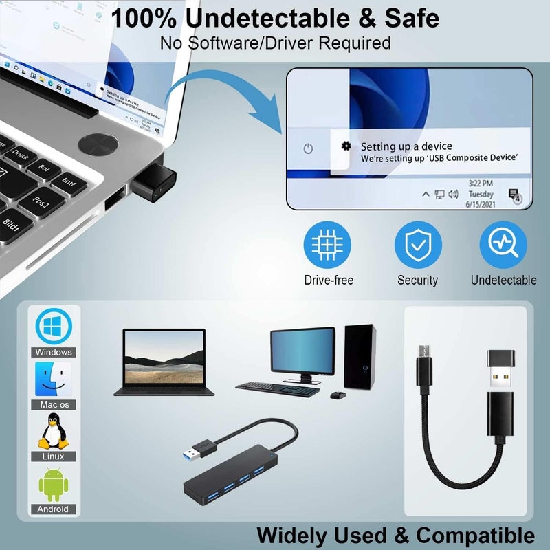 MAKINGTEC USB Mouse Jiggler, Mini Undetectable Mover With Switch Button, Automatic Two-Mode Jiggler, Multi-Track Support, Driver-Free, Plug-and-Play Keeps PC/Laptop Awake - Image 3