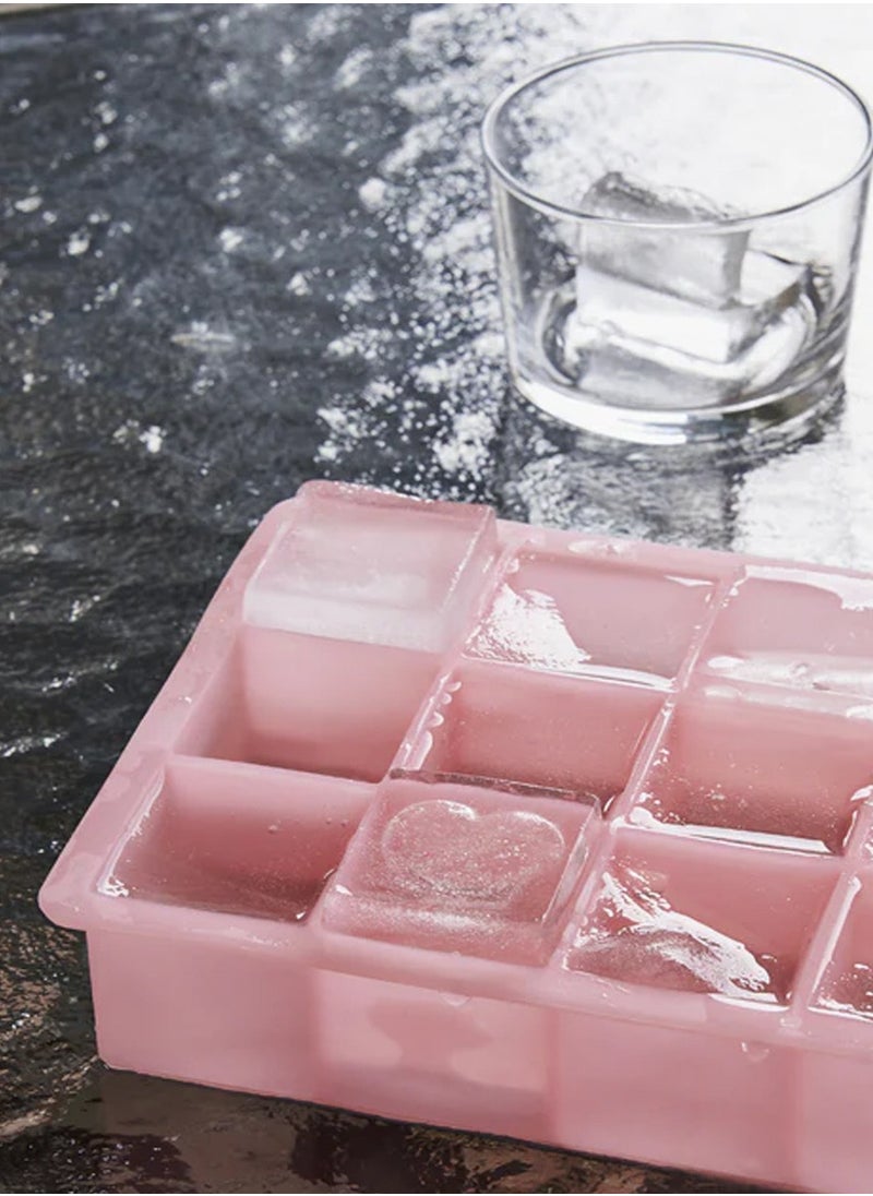 Silicone Ice Tray, 2 Piece Set, Ice Cube Mould Peach Color (6 Cubes)