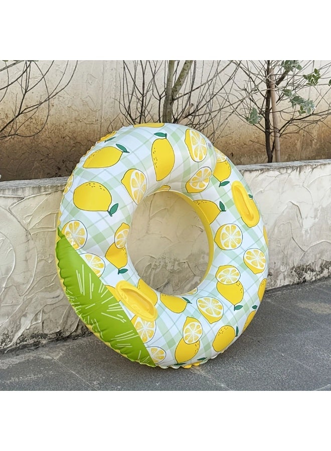 Goolsky 1pc Lemon Print Inflatable Swim Ring with Handle - Durable PVC Material, Double Airbag Design for Adults & Youngsters, Perfect for Pool Parties, Beach Fun, and Summer Outdoor Activities, Inflatable Pool - Image 4