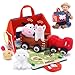OUOZZZ Farm Stuffed Animals Toys Set for Toddlers 1 2 3 Year Old Soft Plush Playhouse with Sensory Tractor Animal Friends with Bell Sound Activity Mat Portable Toy Gift for Baby Boys Girls 94 - Image 2