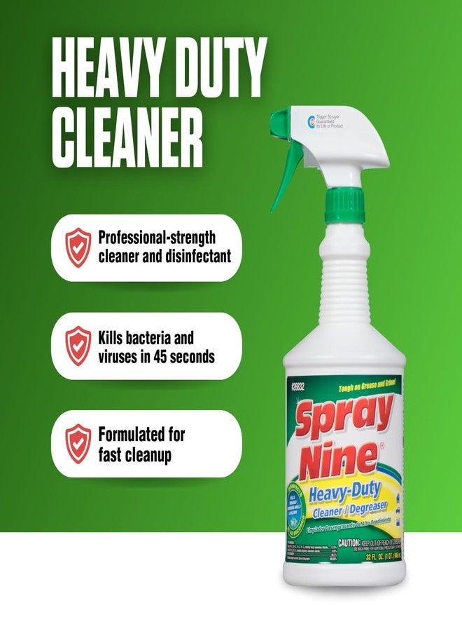Spray Nine 26832 Heavy Duty Cleaner, Degreaser & Disinfectant for Kitchens, Bathrooms, Yard Equipment, Automotive & Industrial 32 Fl Oz. (Pack of 1) - Image 2