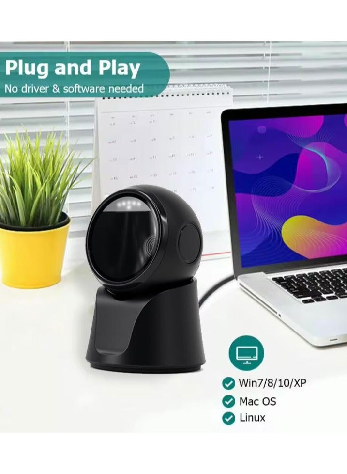 Naxifly Automatic omnidirectional desktop barcode scanner, hands-free USB wired QR code reader, 1D and 2D barcode image sensing, suitable for retail stores, warehouses, supermarkets, libraries, POS systems, etc. - Image 5